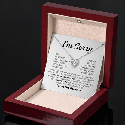 Apology Gift For Her - Forever Yours - Sparkling Heart Necklace