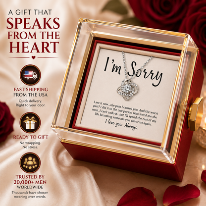 Apology Gift For Her - Love Knot with Rotating Rose Gift Box