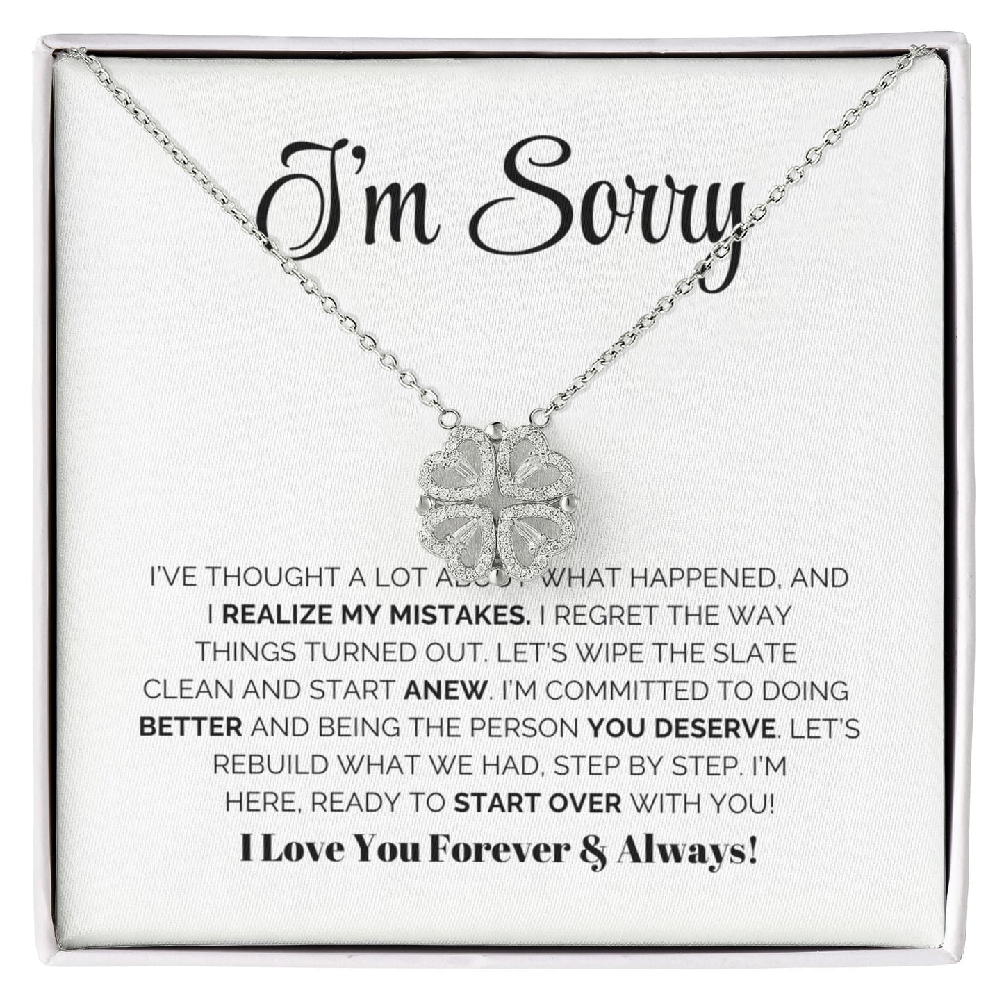 Apology Gift For Her - Let's wipe the slate  clean and start anew - Magnetic Hearts Necklace