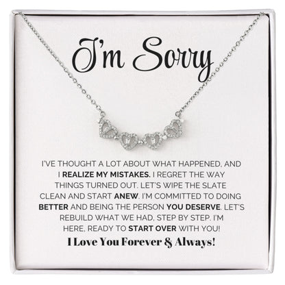 Apology Gift For Her - Let's wipe the slate  clean and start anew - Magnetic Hearts Necklace