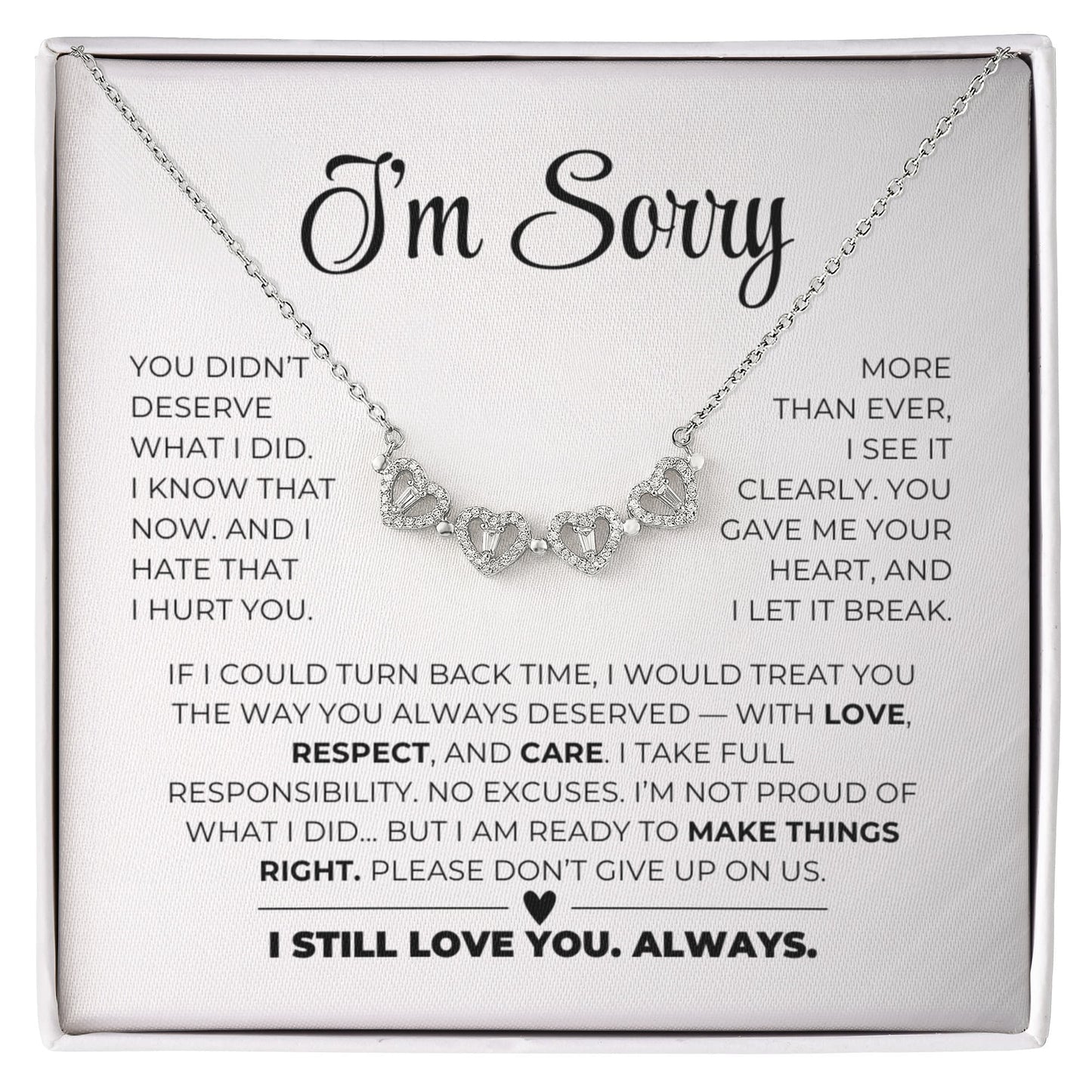 Apology Gift For Her - Magnetic Hearts Necklace