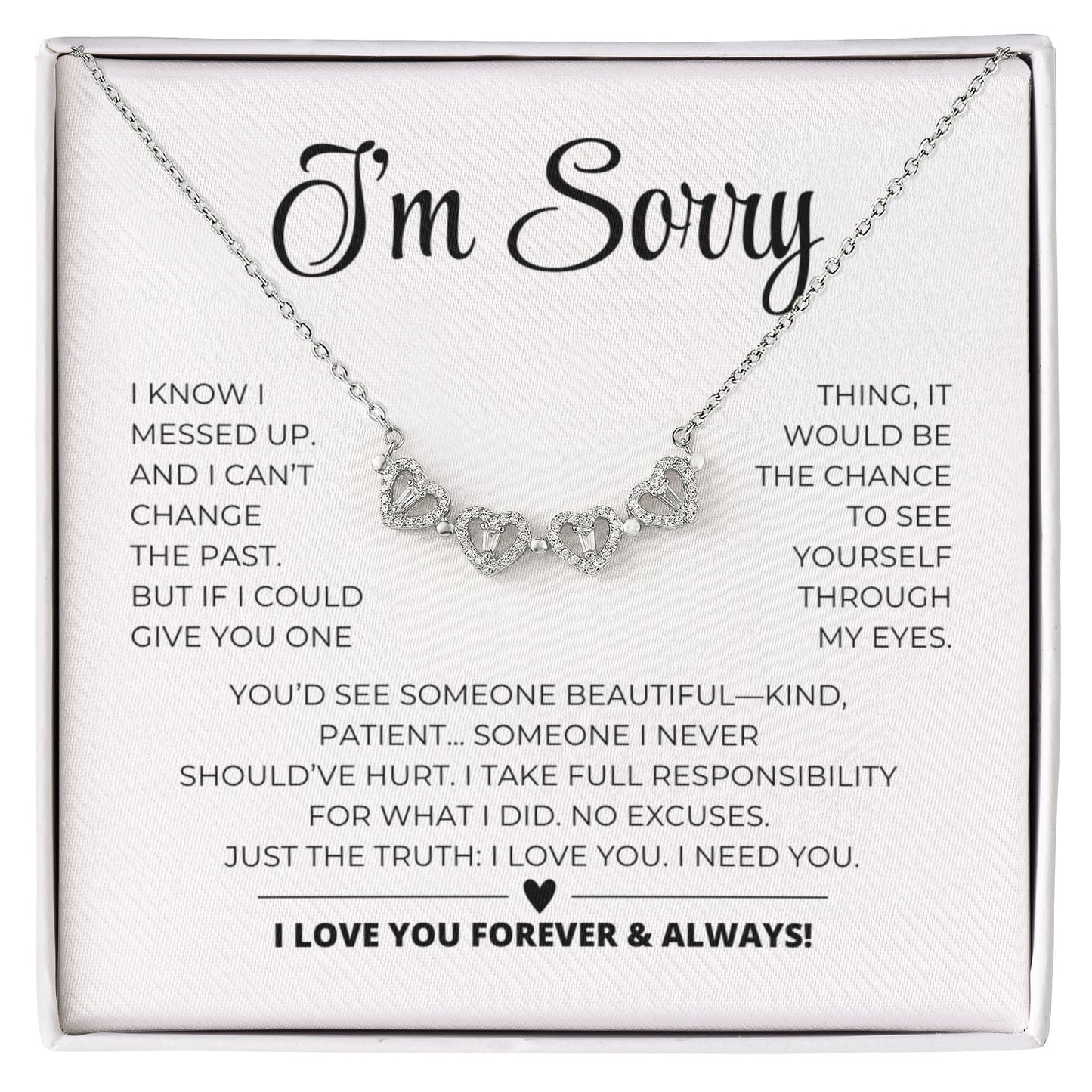 Apology Gift For Her - Magnetic Hearts Necklace