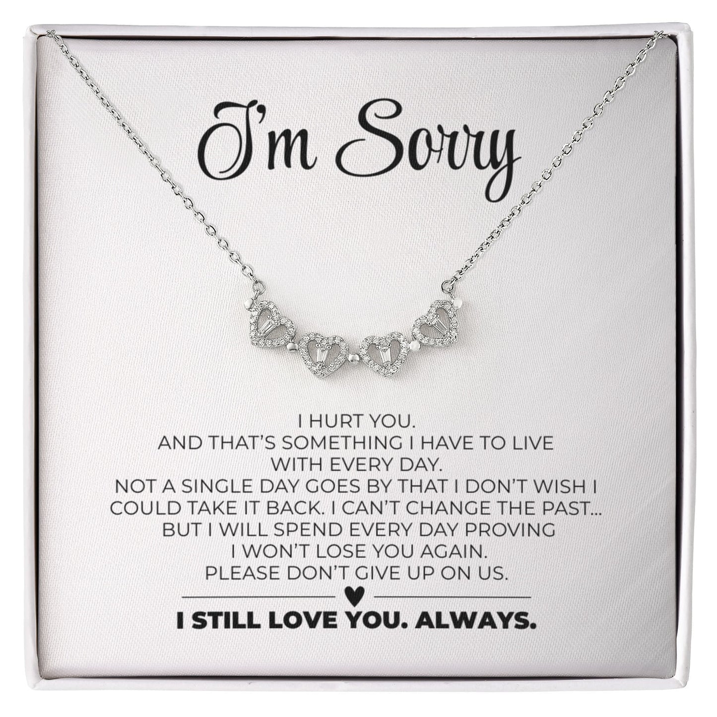 Apology Gift For Her - I Still Love You, Always - Magnetic Hearts Necklace