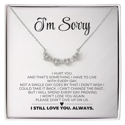 Apology Gift For Her - I Still Love You, Always - Magnetic Hearts Necklace