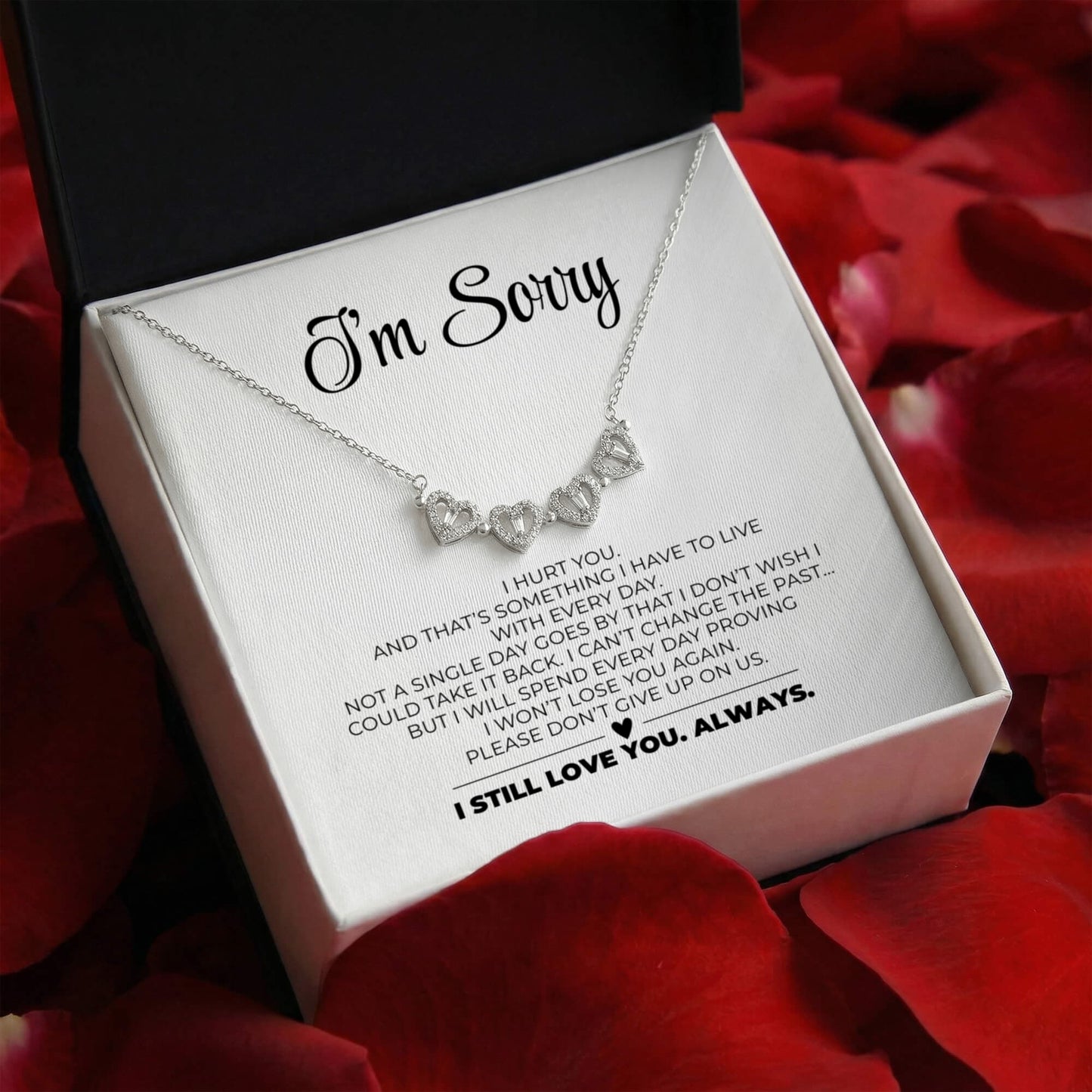 Apology Gift For Her - I Still Love You, Always - Magnetic Hearts Necklace