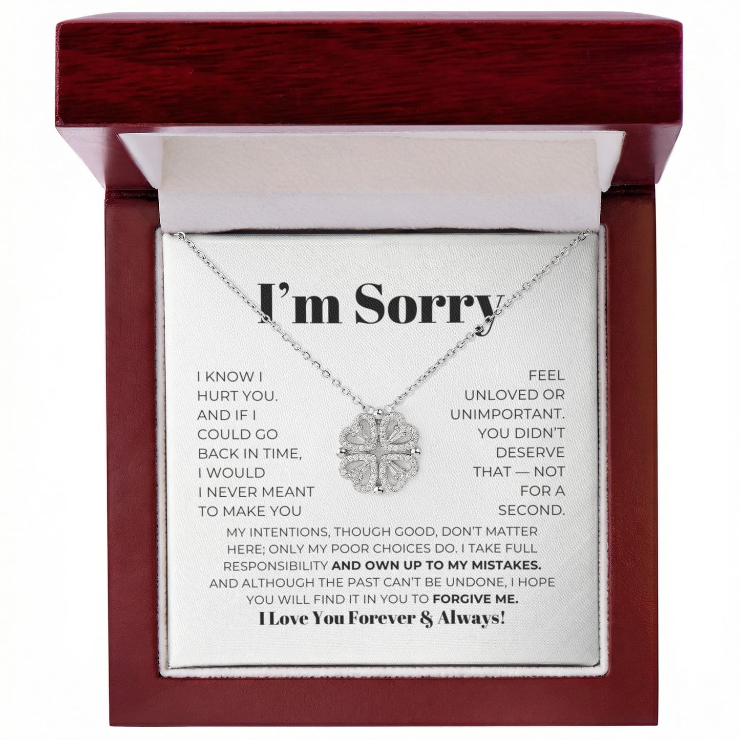 Apology Gift For Her - I Take Full Responsibility - Magnetic Hearts Necklace
