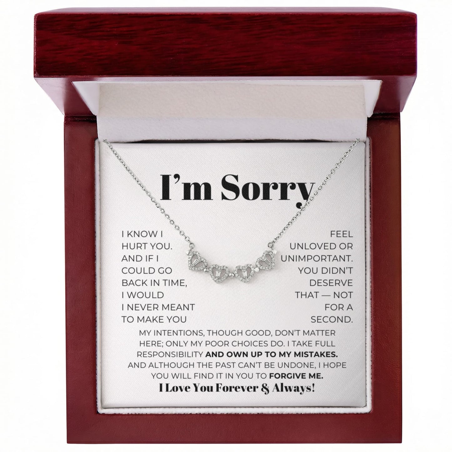 Apology Gift For Her - I Take Full Responsibility - Magnetic Hearts Necklace