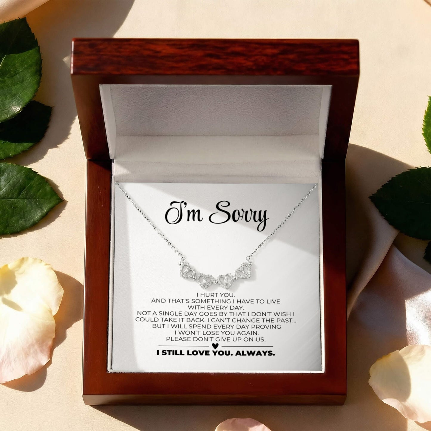 Apology Gift For Her - I Still Love You, Always - Magnetic Hearts Necklace