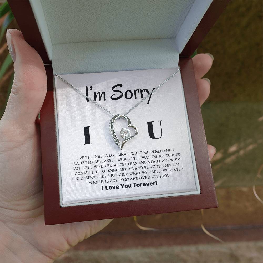 Es tut mir leid – Lasst uns neu aufbauen, was wir hatten – Halskette „Ewige Liebe“.