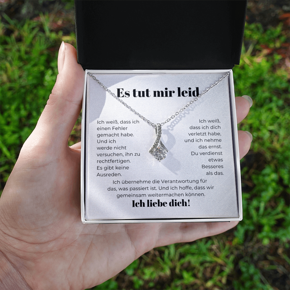 Entschuldigungsgeschenk für sie – Halskette mit einer herzlichen Nachrichtkarte