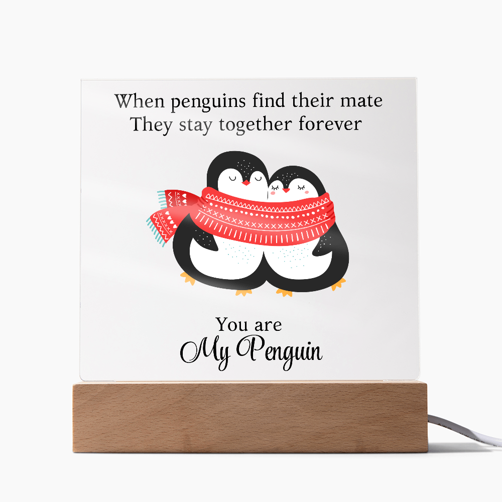 Du bist mein Pinguin - Acrylglas Plakette