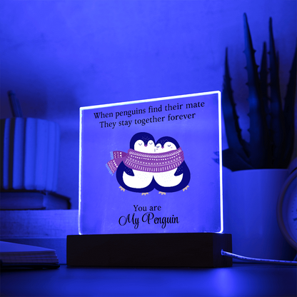 Du bist mein Pinguin - Acrylglas Plakette