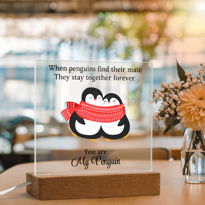 Du bist mein Pinguin - Acrylglas Plakette