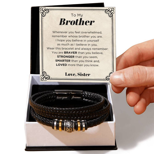 An meinen Bruder - Mutiger, stärker, klüger - Lederarmband