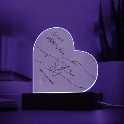 Unser erster Muttertag – Personalisierte Herz-Acrylplatte