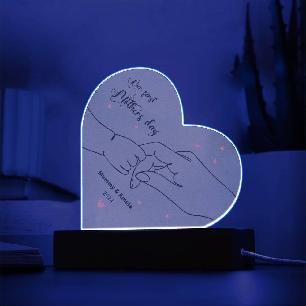 Unser erster Muttertag – Personalisierte Herz-Acrylplatte
