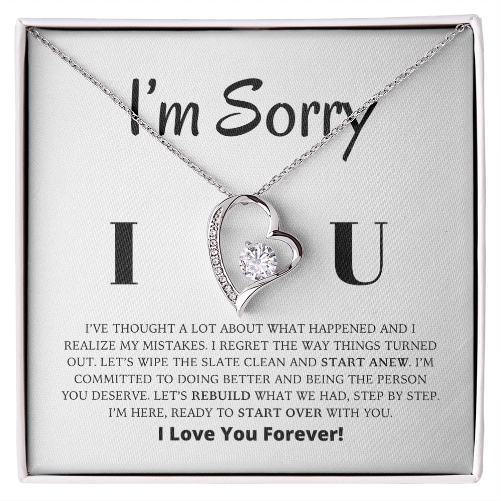 Es tut mir leid – Lasst uns neu aufbauen, was wir hatten – Halskette „Ewige Liebe“.