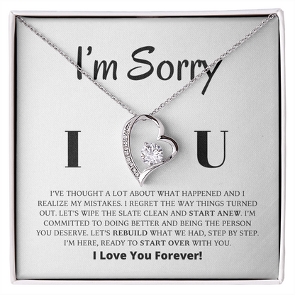 Es tut mir leid – Lasst uns neu aufbauen, was wir hatten – Halskette „Ewige Liebe“.