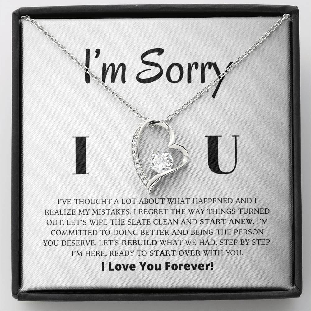 Es tut mir leid – Lasst uns neu aufbauen, was wir hatten – Halskette „Ewige Liebe“.