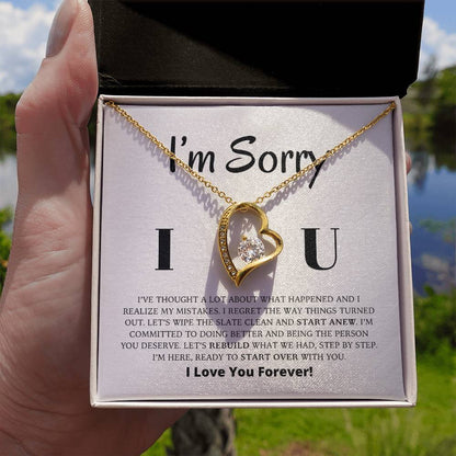 Es tut mir leid – Lasst uns neu aufbauen, was wir hatten – Halskette „Ewige Liebe“.