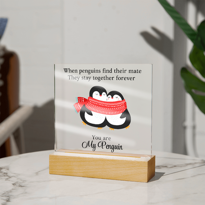 Du bist mein Pinguin - Acrylglas Plakette