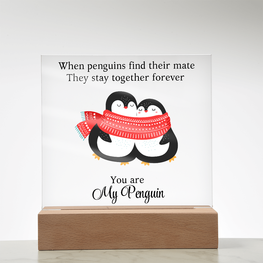 Du bist mein Pinguin - Acrylglas Plakette