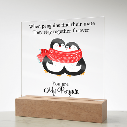 Du bist mein Pinguin - Acrylglas Plakette