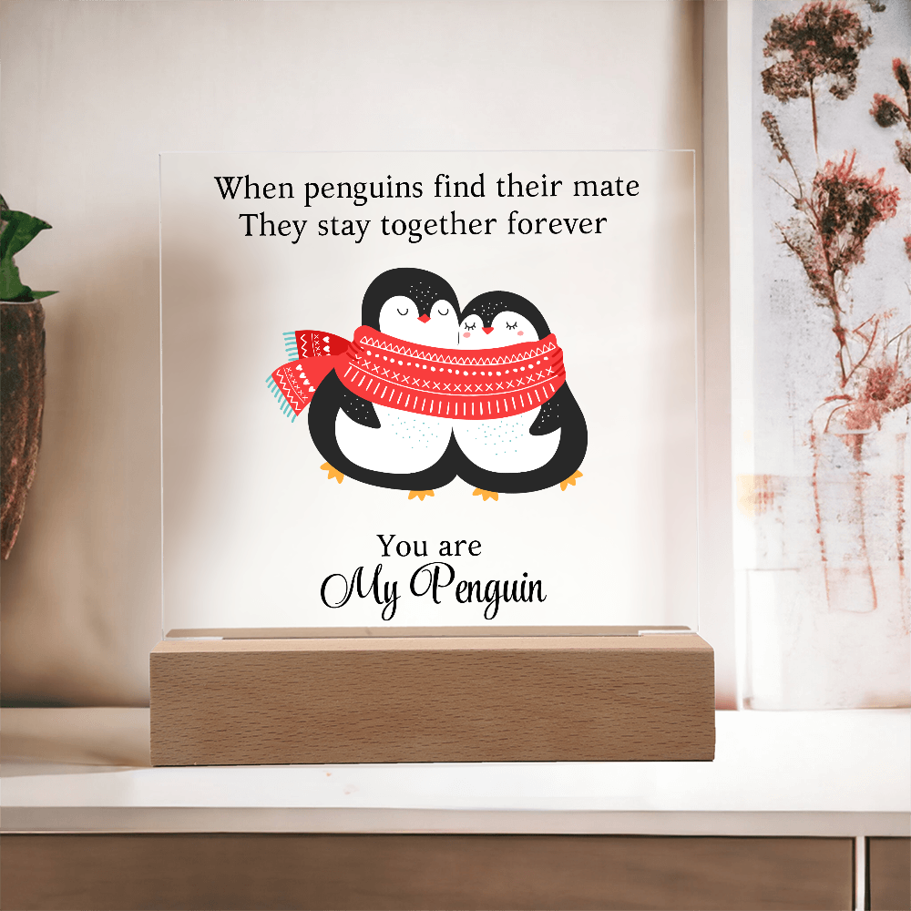 Du bist mein Pinguin - Acrylglas Plakette