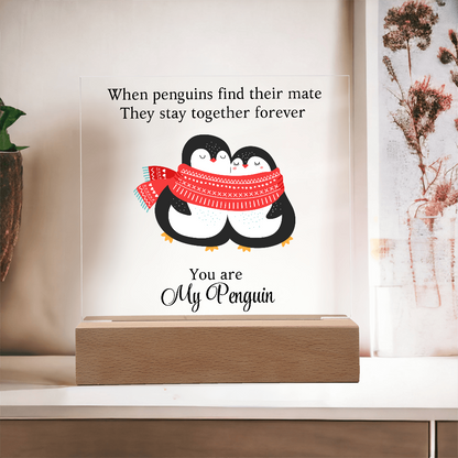 Du bist mein Pinguin - Acrylglas Plakette