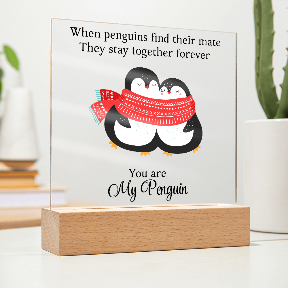 Du bist mein Pinguin - Acrylglas Plakette