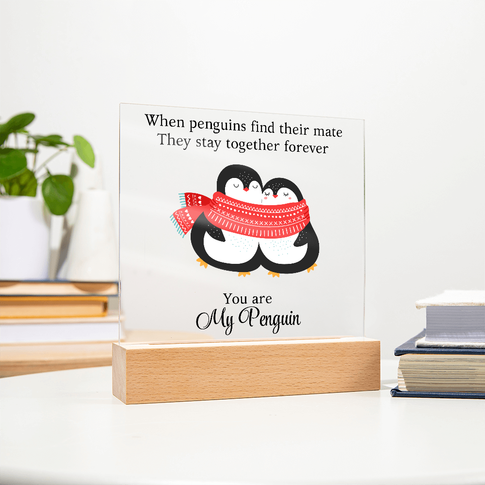 Du bist mein Pinguin - Acrylglas Plakette