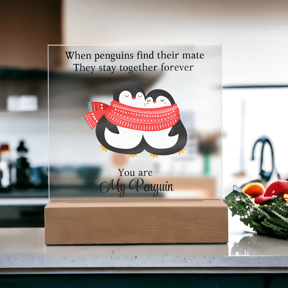 Du bist mein Pinguin - Acrylglas Plakette