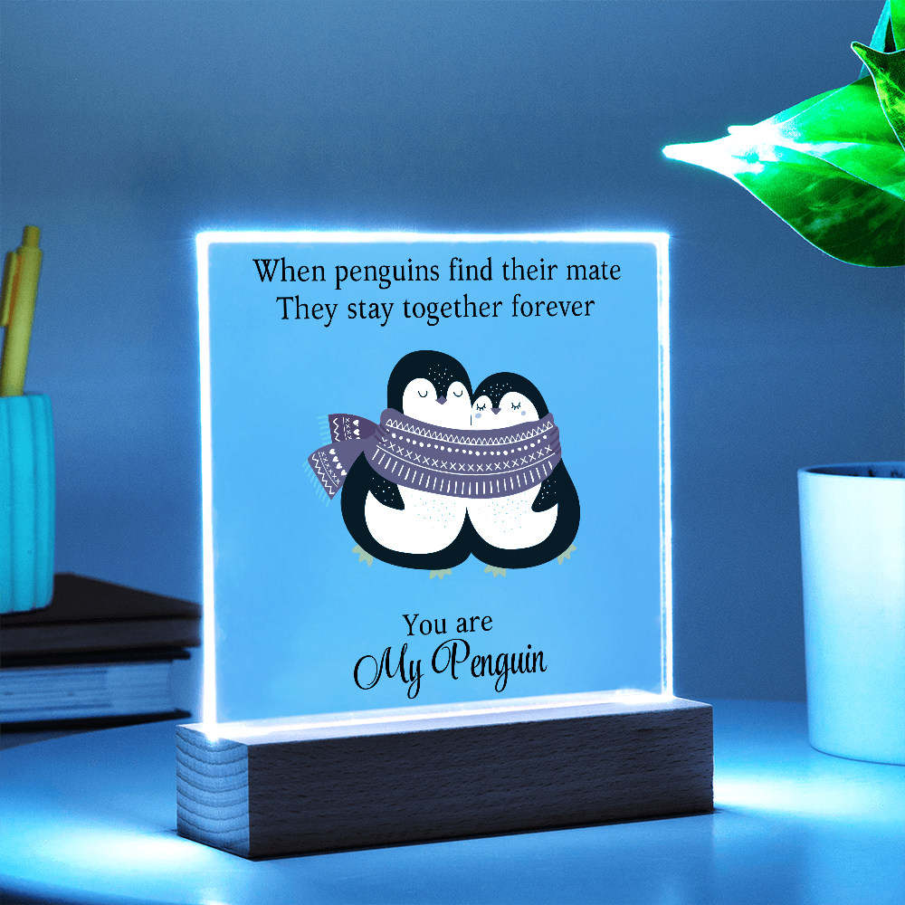 Du bist mein Pinguin - Acrylglas Plakette