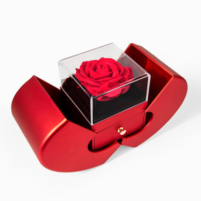 An meine Frau – Liebesknoten-Halskette mit roter Herzrosenbox