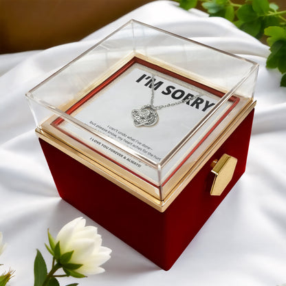 Entschuldigungsgeschenk für sie – Liebesknoten mit drehbarer Rosen-Geschenkbox