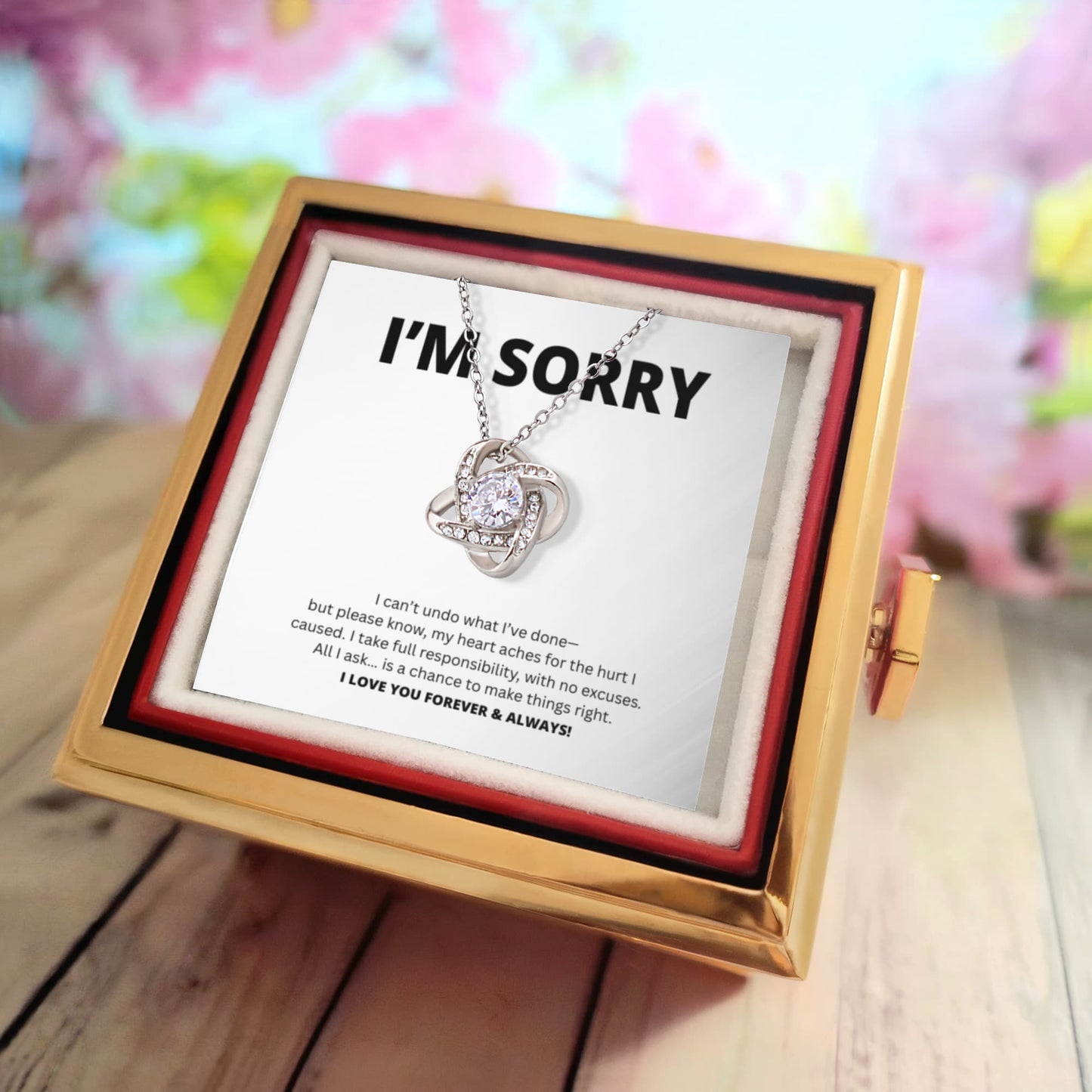 Entschuldigungsgeschenk für sie – Liebesknoten mit drehbarer Rosen-Geschenkbox