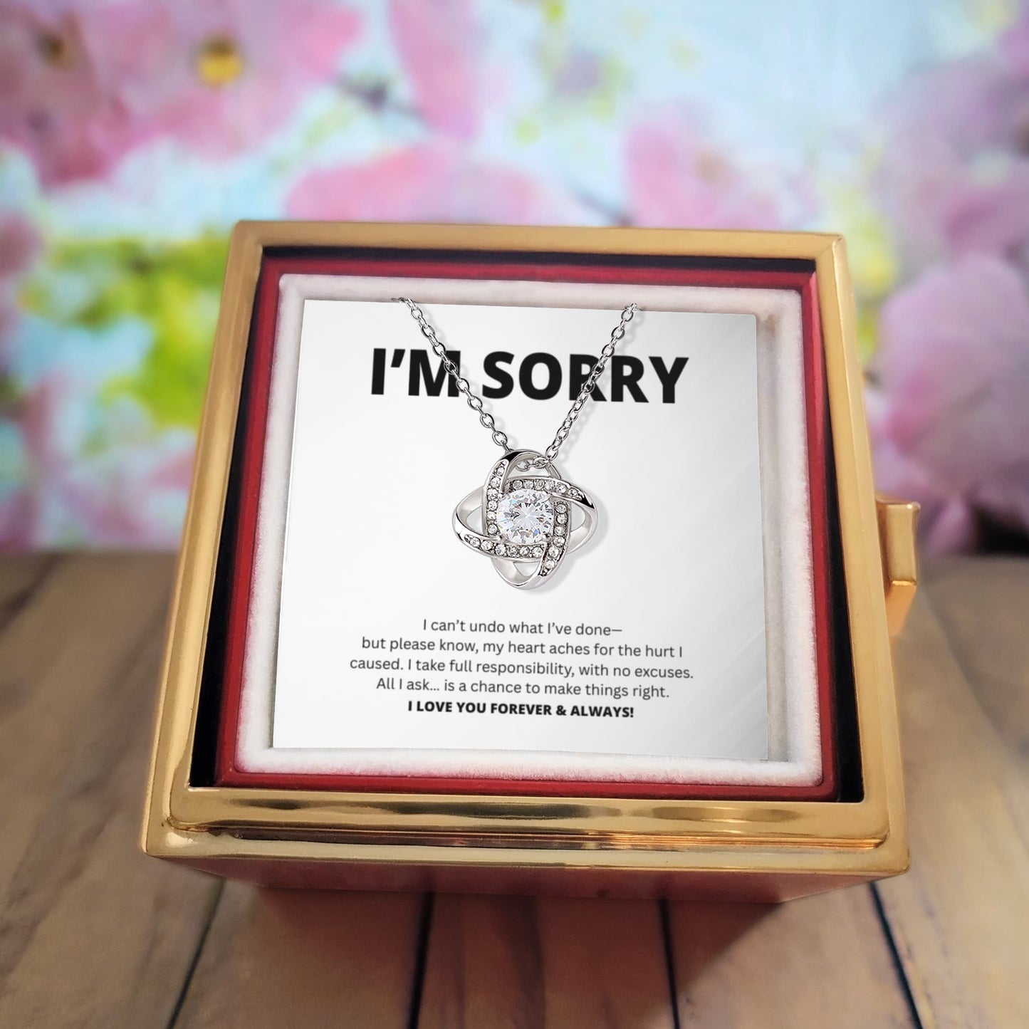 Entschuldigungsgeschenk für sie – Liebesknoten mit drehbarer Rosen-Geschenkbox