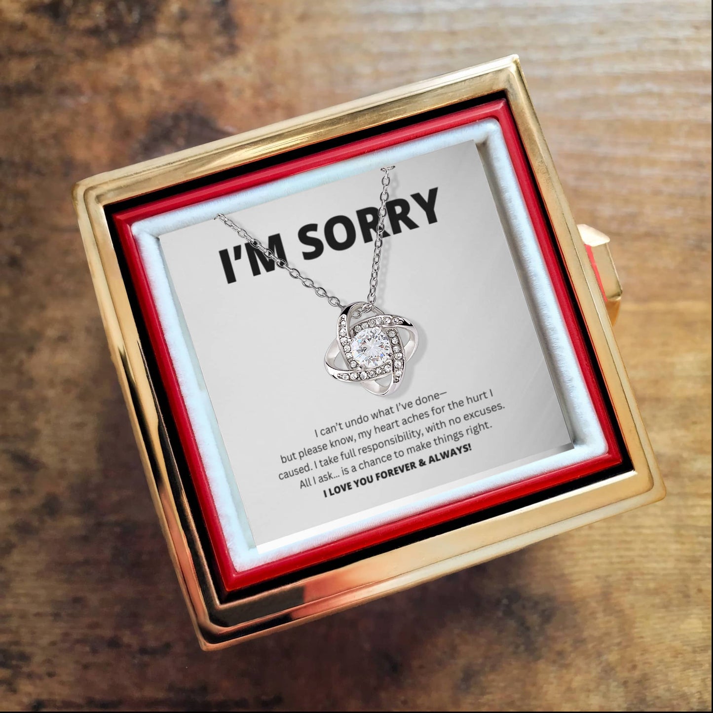 Entschuldigungsgeschenk für sie – Liebesknoten mit drehbarer Rosen-Geschenkbox