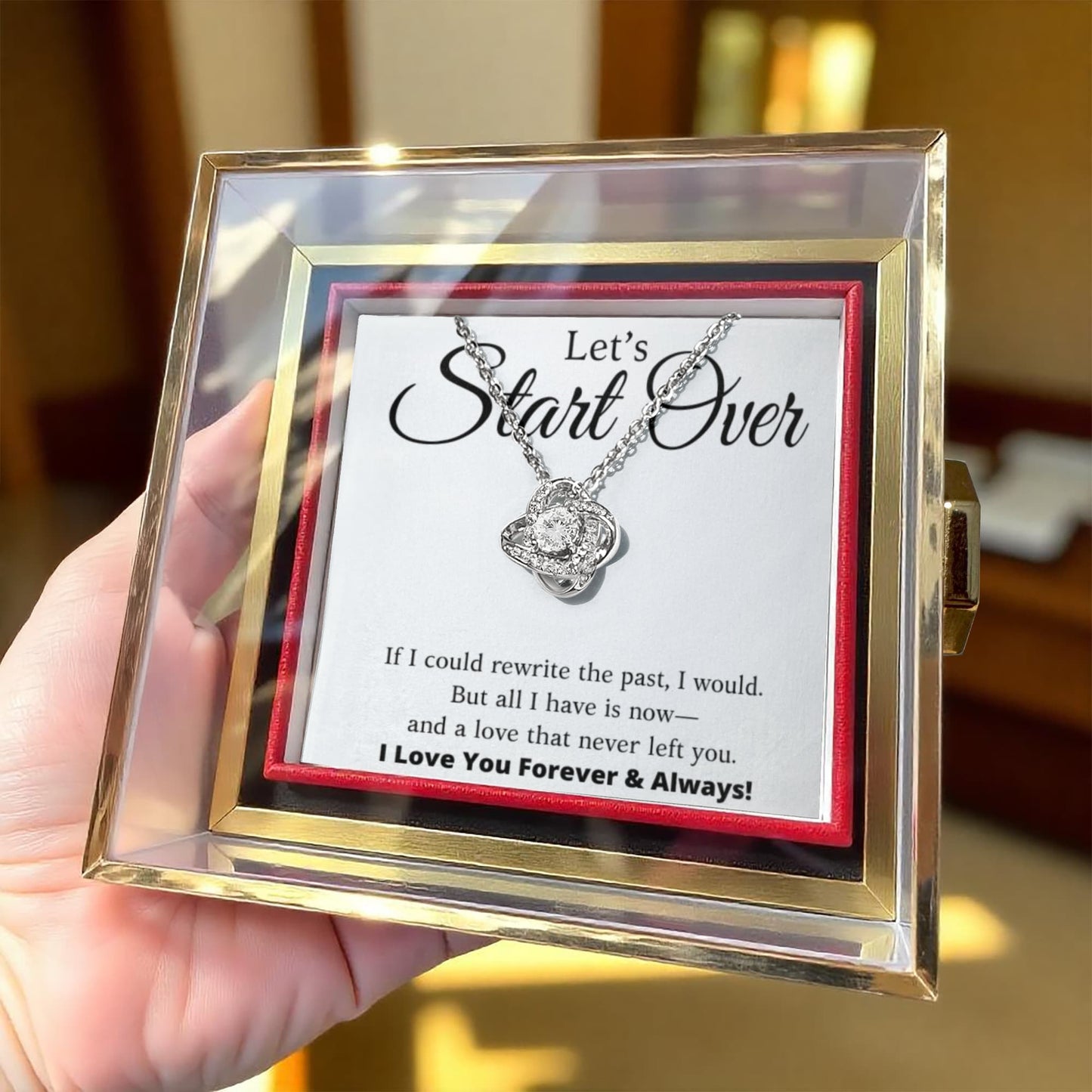 Fangen wir neu an – Liebesknoten mit drehbarem Rosen-Geschenkbox