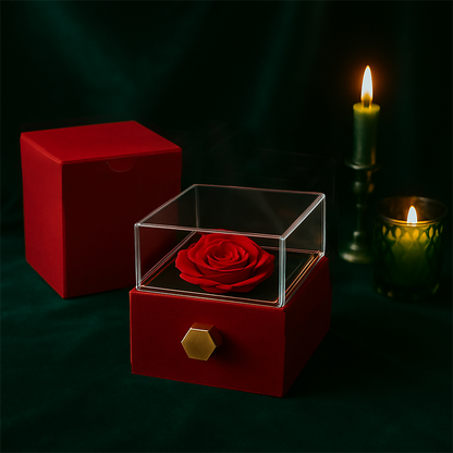 Entschuldigungsgeschenk für sie – Liebesknoten mit drehbarer Rosen-Geschenkbox