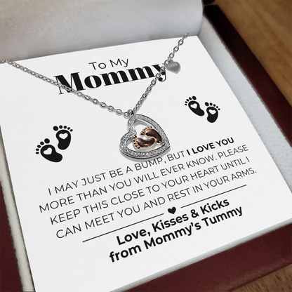 Für meine Mama - Babyfüße Herz-Anhänger Halsketten Geschenkset