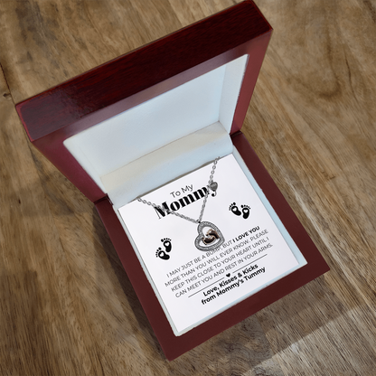 Für meine Mama - Babyfüße Herz-Anhänger Halsketten Geschenkset
