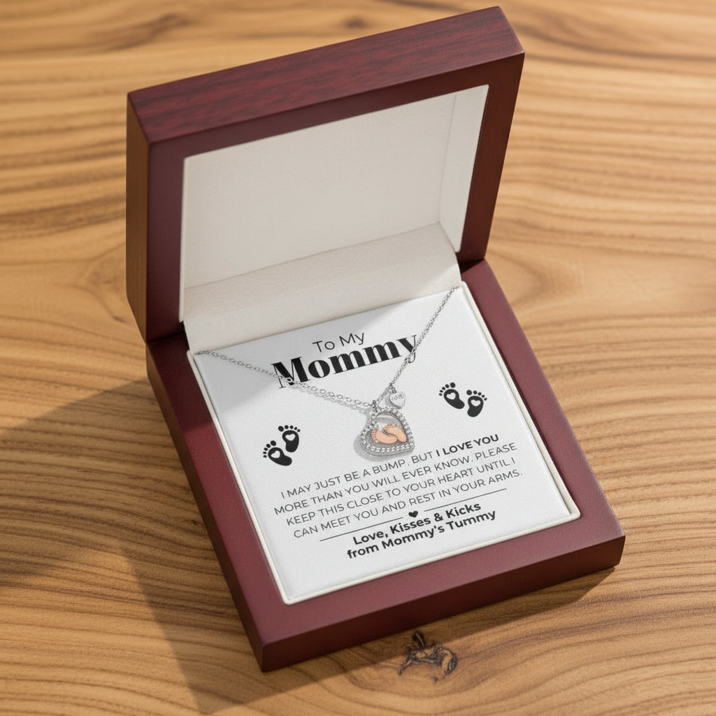 Für meine Mama - Babyfüße Herz-Anhänger Halsketten Geschenkset