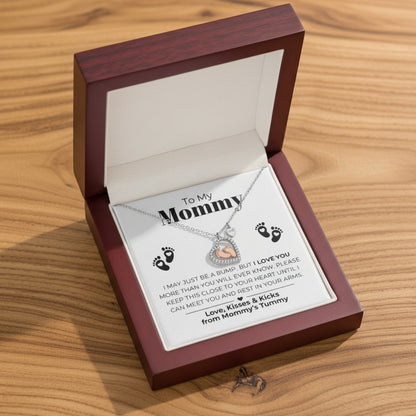 Für meine Mama - Babyfüße Herz-Anhänger Halsketten Geschenkset