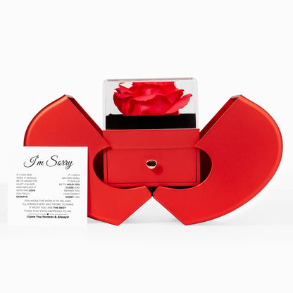 Entschuldigungsgeschenk für sie – Anziehende Schönheit Halskette mit roter Herzrosenbox