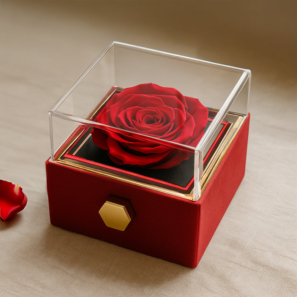 Neuanfang – Collier „Anziehende Schönheit“ mit sich drehender Rosengeschenkbox