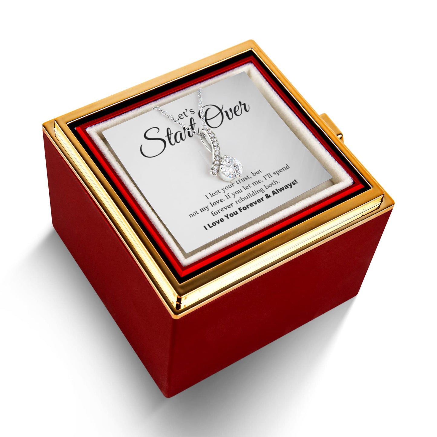 Neuanfang – Collier „Anziehende Schönheit“ mit sich drehender Rosengeschenkbox