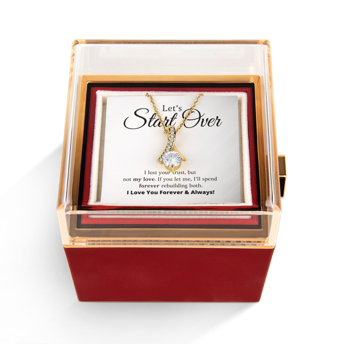 Neuanfang – Collier „Anziehende Schönheit“ mit sich drehender Rosengeschenkbox