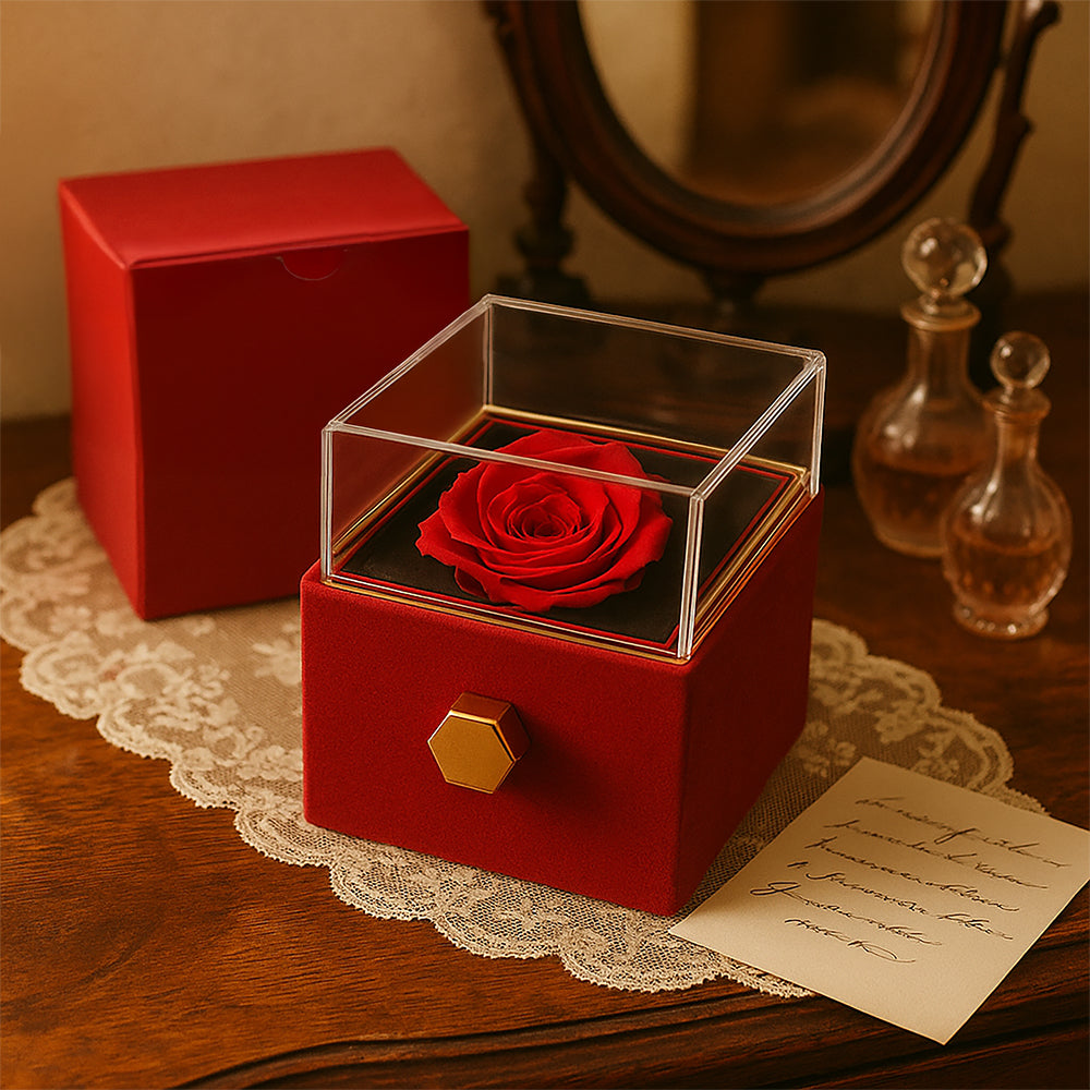 Neuanfang - Ewige Liebe mit rotierender Rosen-Geschenkbox