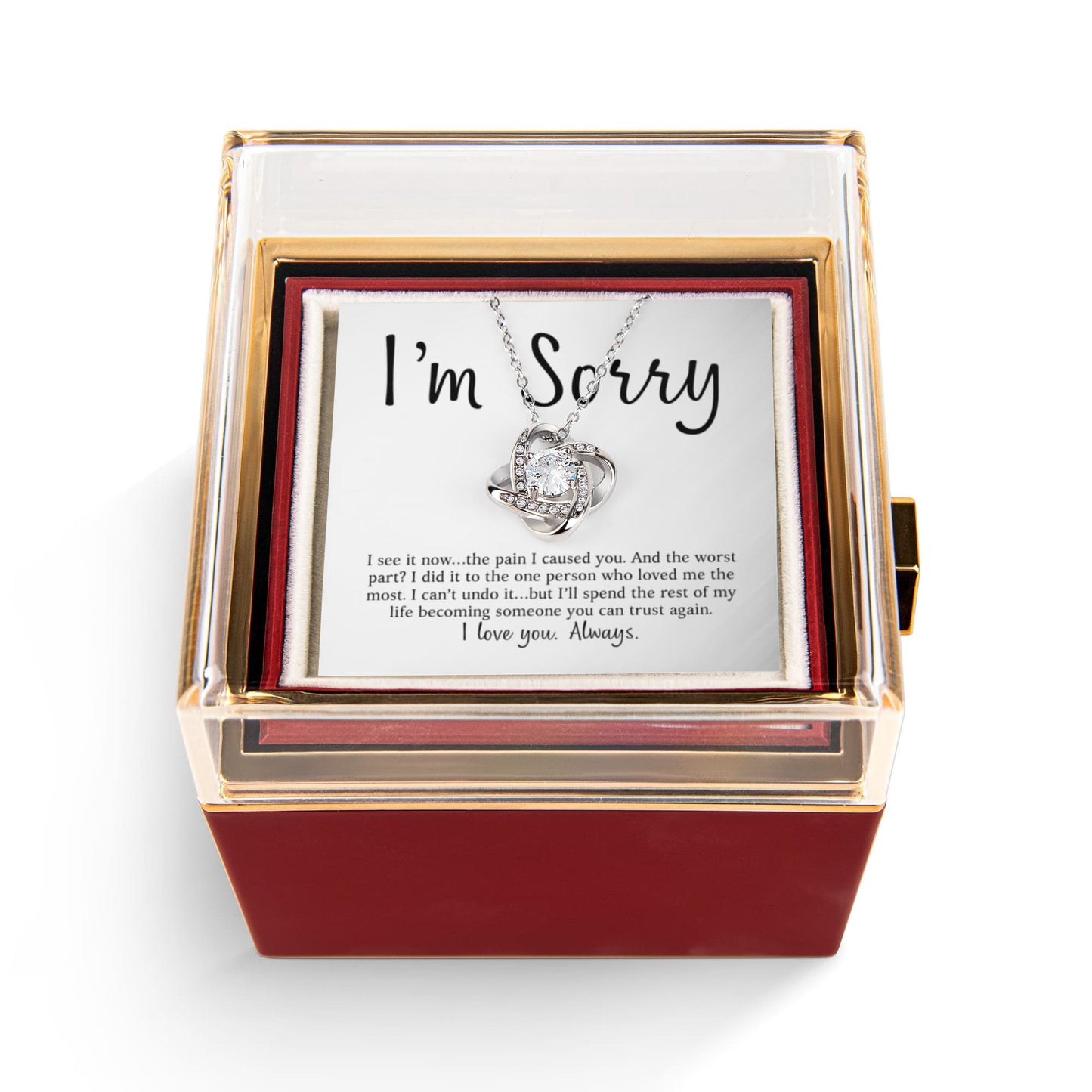 Apology Gift For Her - Love Knot with Rotating Rose Gift Box